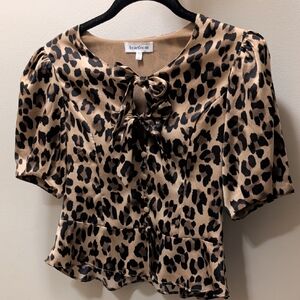 Heartloom Leopard Print Puff Sleeve Blouse